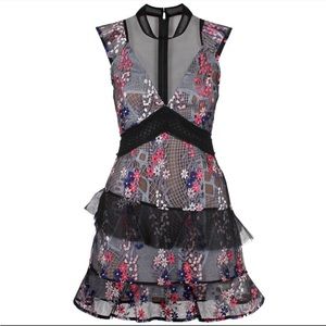 Self Portrait Floral Vine Overlay Mini Dress size 10